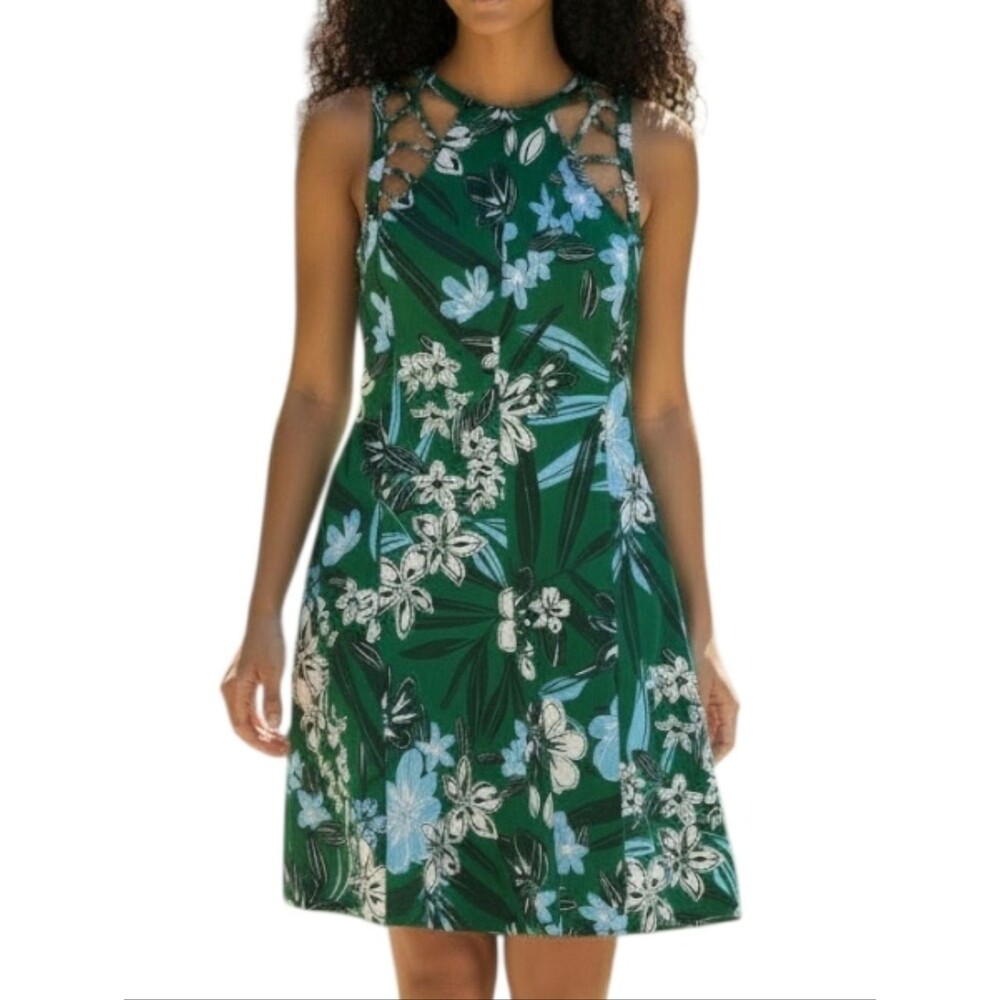 Guess Green Floral Strappy Dress